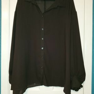 Eloquii Sheer Button Down